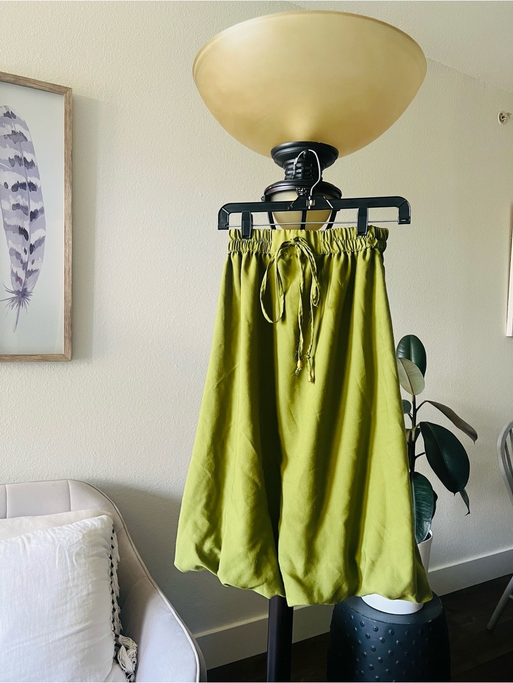 Zara Olive Green Drawstring Circle Skirt